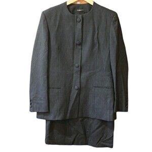 Mark Shale Vintage Charcoal Gingham Skirt Suit with Oriental Style Jacket 12